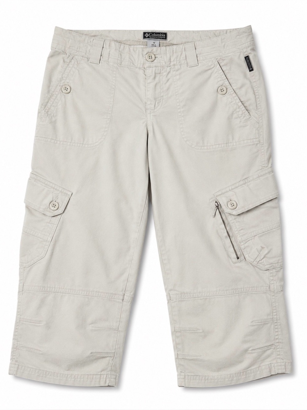 📌Columbia Womens Cargo Capri Pants Size 10 Beige Outdoor Hiking Utility Pockets